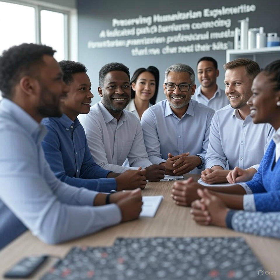 Humanitarian professionals collaborating in a meeting